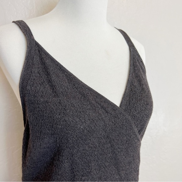 ✖️SOLD✖️•EILEEN FISHER• Gray Wool Knit Sleeveless Surplice Midi Dress - Picture 4 of 10